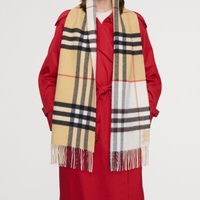 Burberry Cashmere Contrast Check Scarf - Image 5