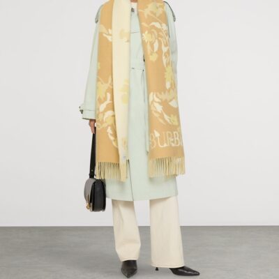Burberry Cashmere Floral EKD Scarf - Image 4