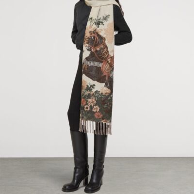 Burberry Cashmere Stallion Portrait​ Scarf - Image 4