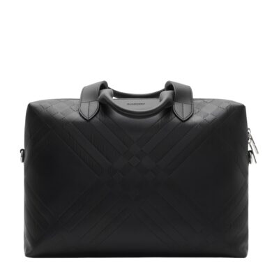 Burberry Leather Check-Embossed Briefcase - Image 1