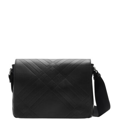 Burberry Leather Check-Embossed Messenger Bag - Image 1