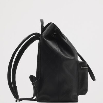 Burberry Leather Check-Embossed Backpack - Image 3
