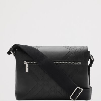 Burberry Leather Check-Embossed Messenger Bag - Image 4
