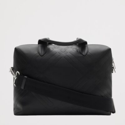 Burberry Leather Check-Embossed Briefcase - Image 5