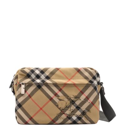 Burberry Leather Check-Embossed Messenger Bag - Image 5