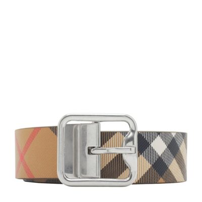 Burberry Leather Check Reversible B-Buckle Belt - Image 1