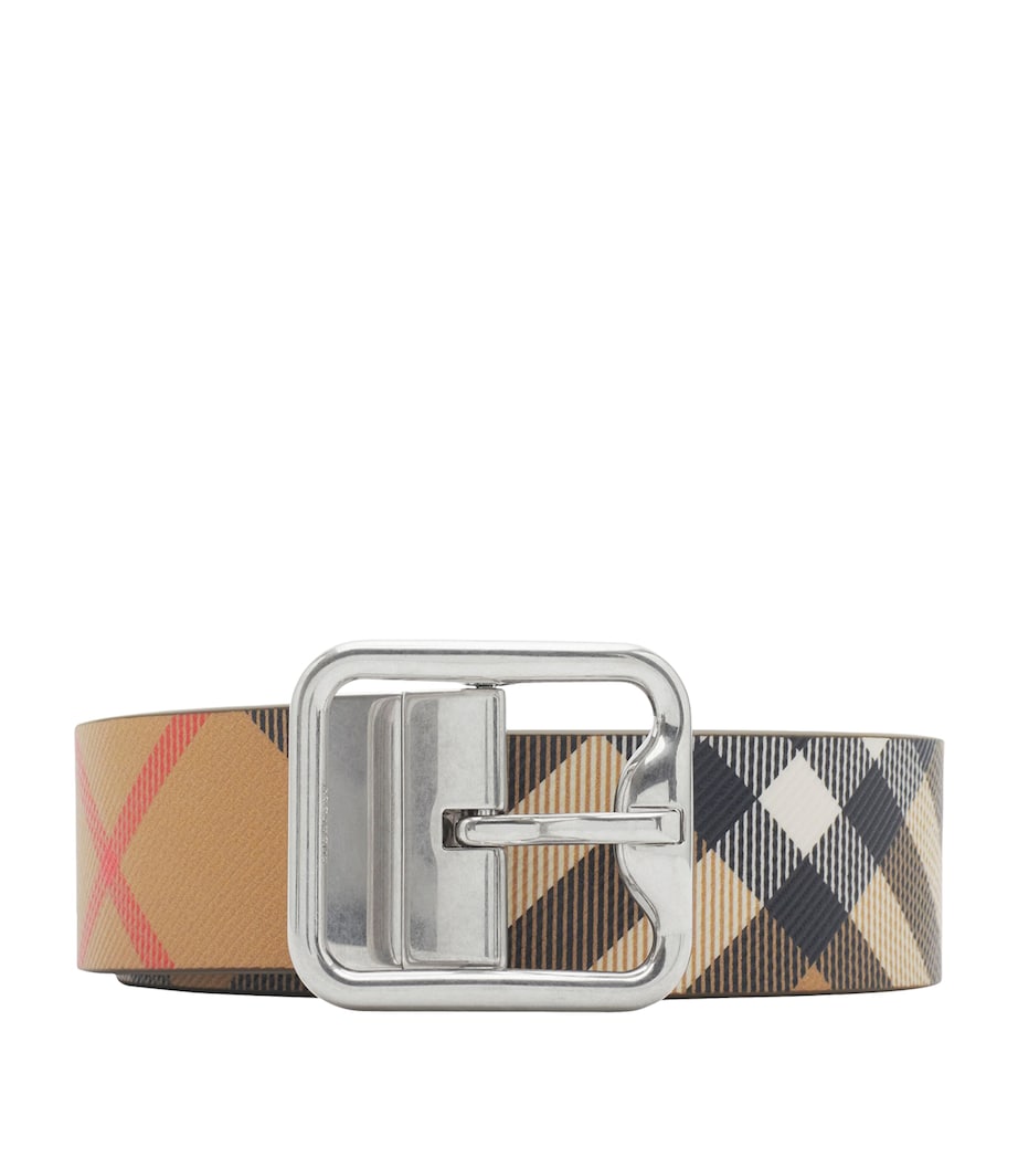 Burberry Leather Check Reversible B-Buckle Belt - Image 1
