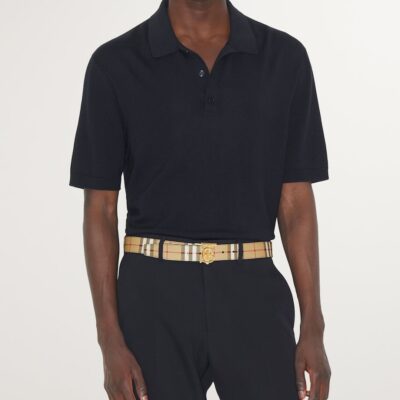 Burberry Leather and Check Reversible TB Belt - Image 3