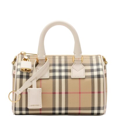 Burberry Mini Cotton Check Bowling Bag - Image 1