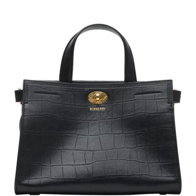 Burberry Mini Leather Croc-Embossed Cotswolds Tote Bag - Image 1