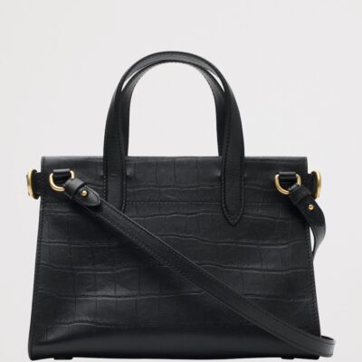 Burberry Mini Leather Croc-Embossed Cotswolds Tote Bag - Image 3