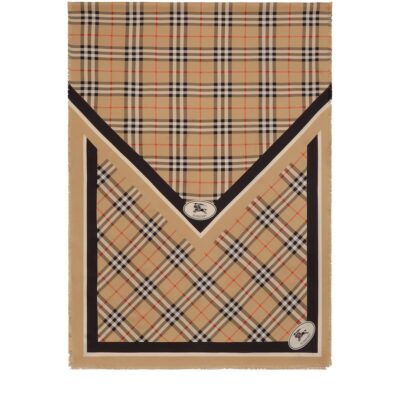 Burberry Silk Check Fringed Scarf - Image 1
