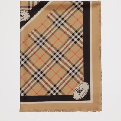 Burberry Silk Check Fringed Scarf - Image 2
