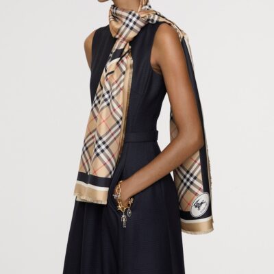 Burberry Silk Check Fringed Scarf - Image 3