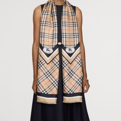 Burberry Silk Check Fringed Scarf - Image 4