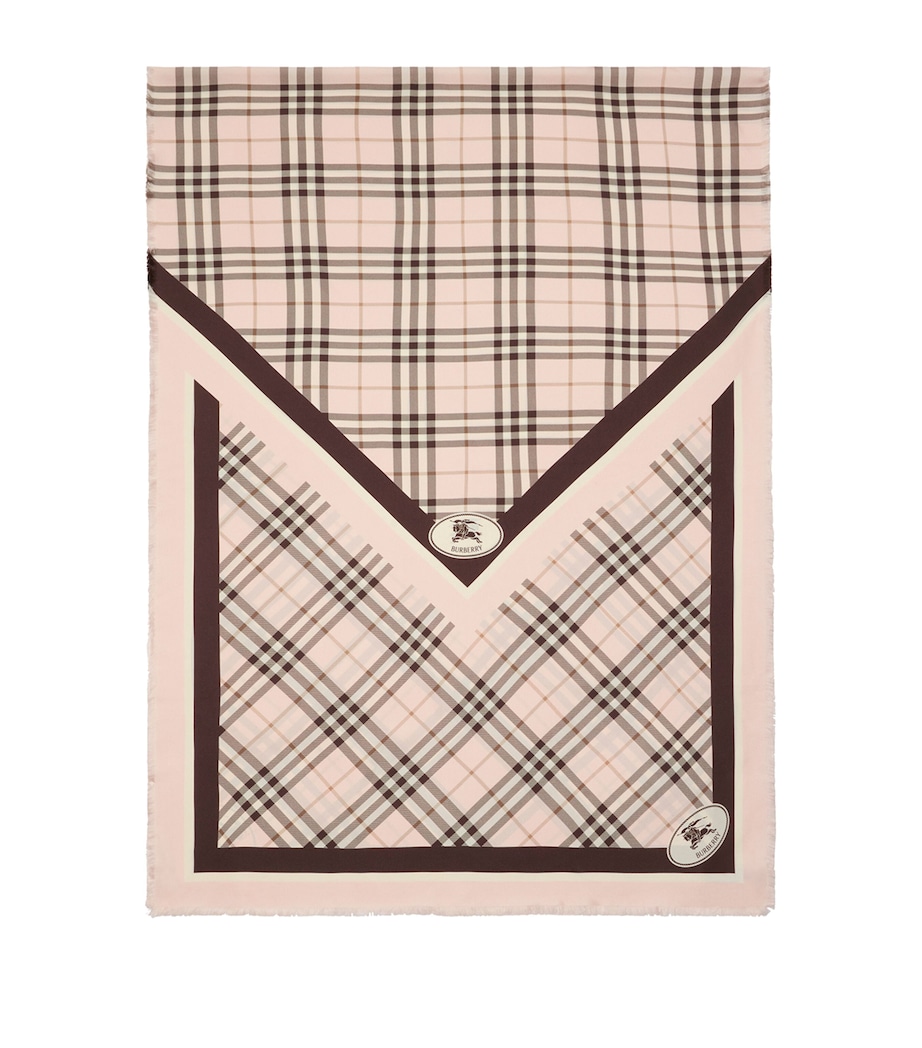 Burberry Silk Check Knight Motif Scarf - Image 1