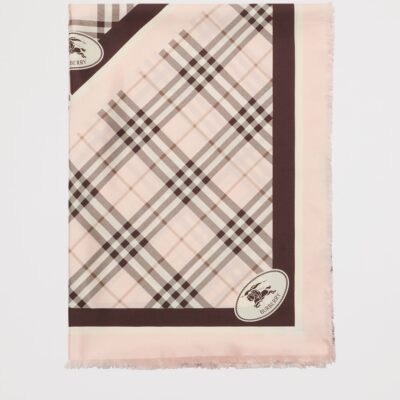 Burberry Silk Check Knight Motif Scarf - Image 2