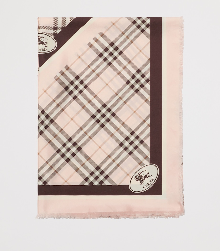 Burberry Silk Check Knight Motif Scarf - Image 2