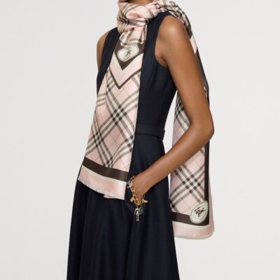 Burberry Silk Check Knight Motif Scarf - Image 3