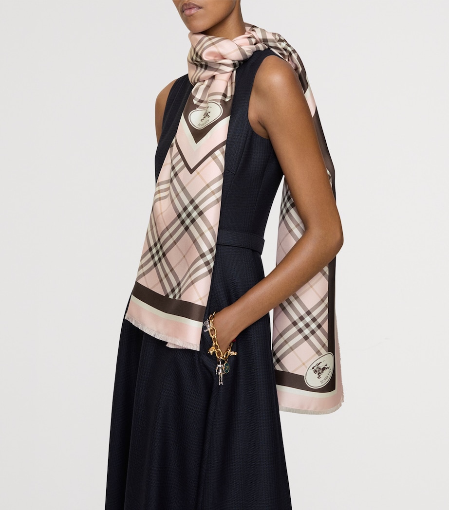Burberry Silk Check Knight Motif Scarf - Image 3