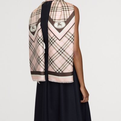 Burberry Silk Check Knight Motif Scarf - Image 4
