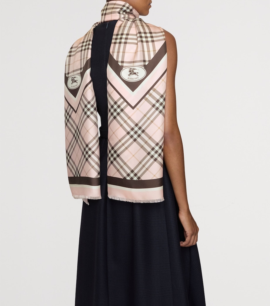 Burberry Silk Check Knight Motif Scarf - Image 4
