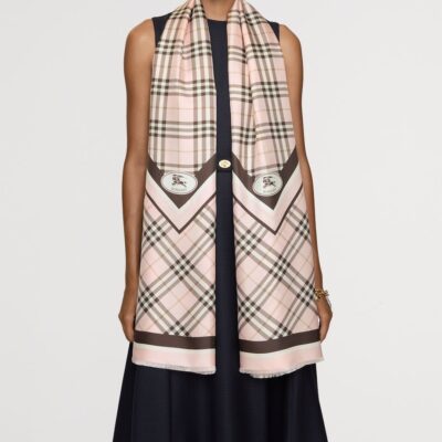 Burberry Silk Check Knight Motif Scarf - Image 5