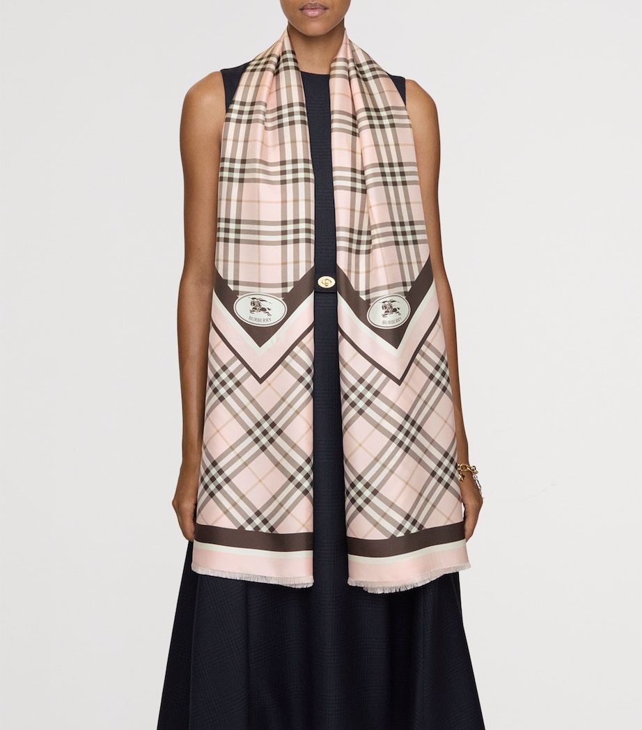 Burberry Silk Check Knight Motif Scarf - Image 5