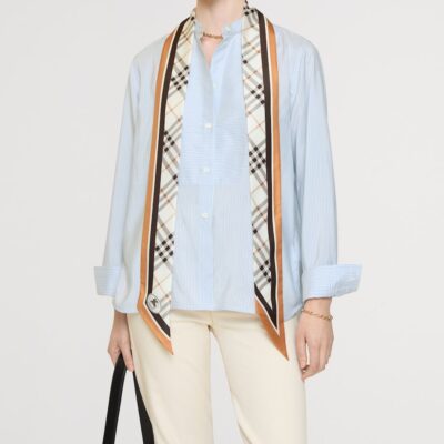 Burberry Silk Check Skinny Scarf - Image 2