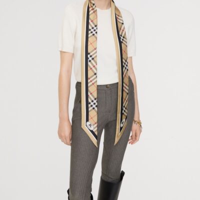 Burberry Silk Check Twilly - Image 3