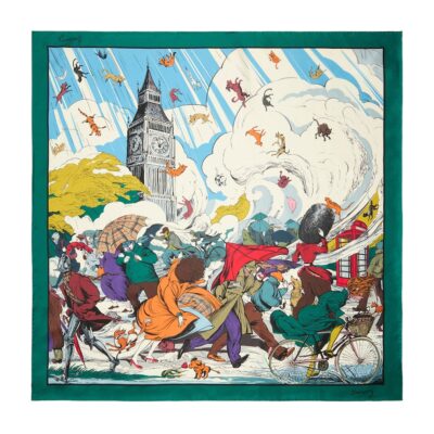 Burberry Silk Raining Cats and Dogs​ Scarf - Image 1