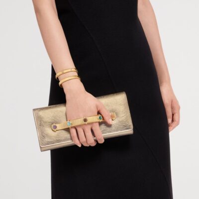 Bvlgari Leather Tubogas Cabochon Evening Clutch Bag - Image 2