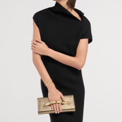 Bvlgari Leather Tubogas Cabochon Evening Clutch Bag - Image 3