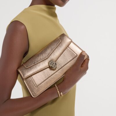 Bvlgari Metallic Leather Serpenti Forever Clutch Bag - Image 2