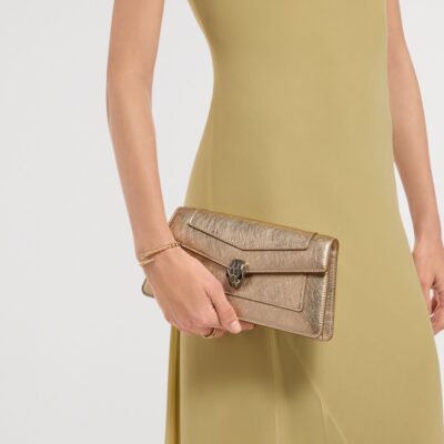Bvlgari Metallic Leather Serpenti Forever Clutch Bag - Image 3