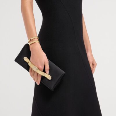 Bvlgari Satin Embellished Tubogas Evening Clutch Bag - Image 2