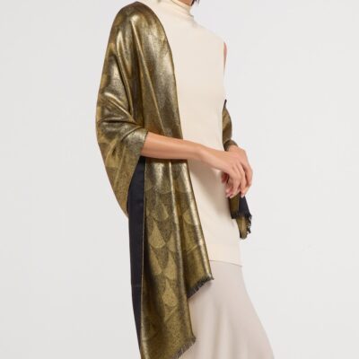 Bvlgari Silk-Wool Maxi Calla Metal Scarf - Image 2