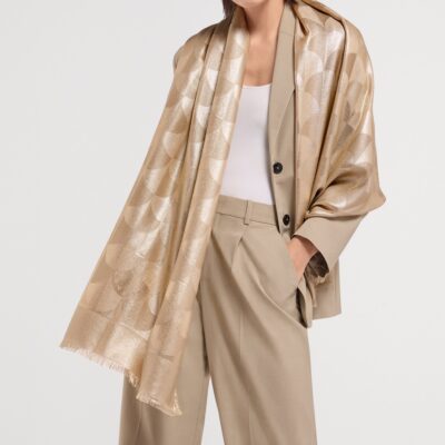 Bvlgari Silk-Wool Metallic Maxi Calla Scarf - Image 2