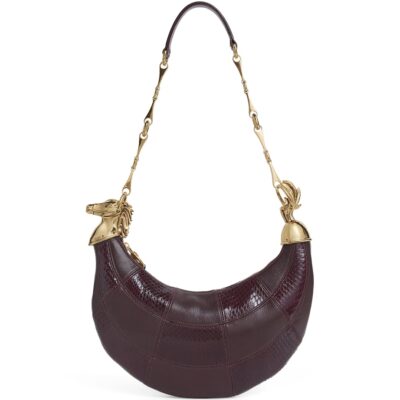 Chloé Leather-Snakeskin Chain Horse Shoulder Bag - Image 1