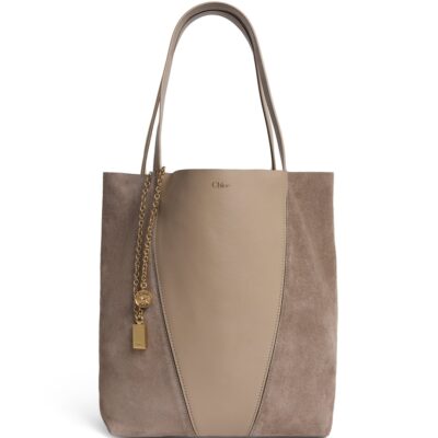 Chloé Medium Leather-Suede Spin Tote Bag - Image 1