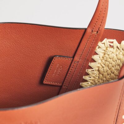 Chloé Medium Raffia-Effect and Leather Spin Tote Bag - Image 5