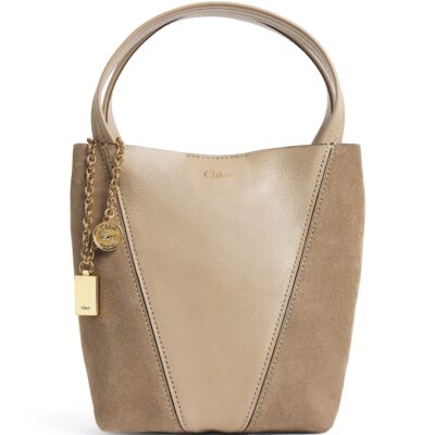 Chloé Small Leather-Suede Spin Tote Bag - Image 1