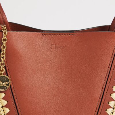 Chloé Small Raffia-Effect and Leather Spin Tote Bag - Image 4