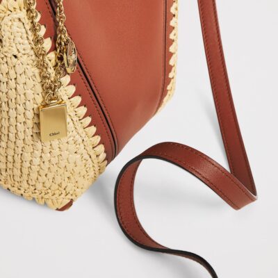 Chloé Small Raffia-Effect and Leather Spin Tote Bag - Image 5