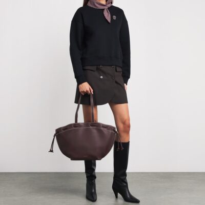 Claudie Pierlot Leather Drawstring Tote Bag - Image 4
