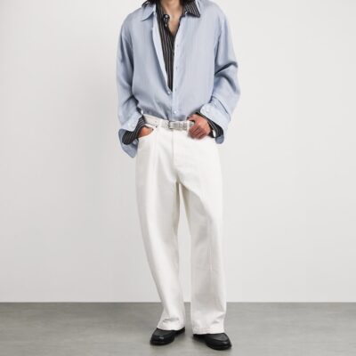 Comme Des Garçons Wallet Metallic Leather Buckle Belt - Image 4