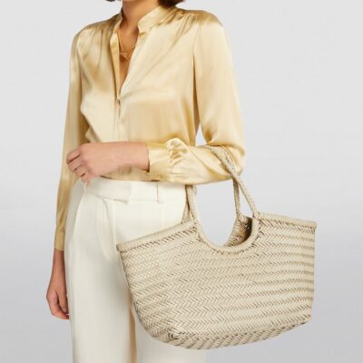 DRAGON DIFFUSION Large Leather Woven Nantucket Tote Bag - Image 2