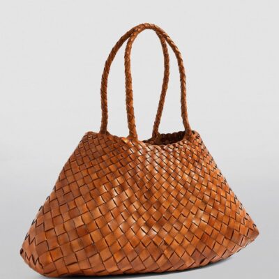 DRAGON DIFFUSION Large Leather Woven Santa Croce Tote Bag - Image 2