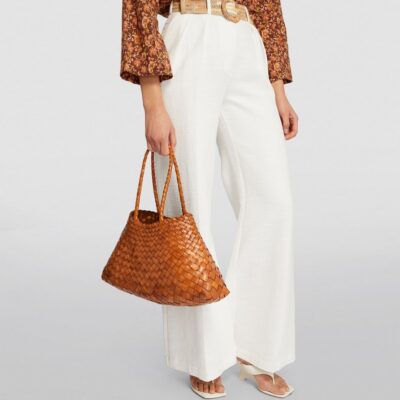 DRAGON DIFFUSION Large Leather Woven Santa Croce Tote Bag - Image 4