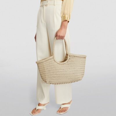 DRAGON DIFFUSION Large Leather Woven Nantucket Tote Bag - Image 5